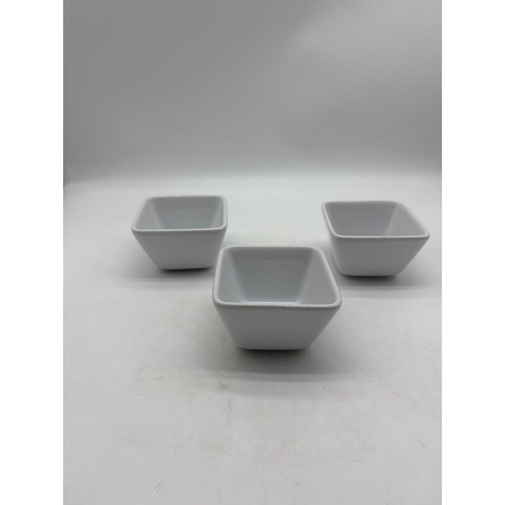 PAMPERED CHEF SET OF 3 SIMPLE ADDITIONS Small Square 4 1/2" X 2 3/4 WHITE Bowls
